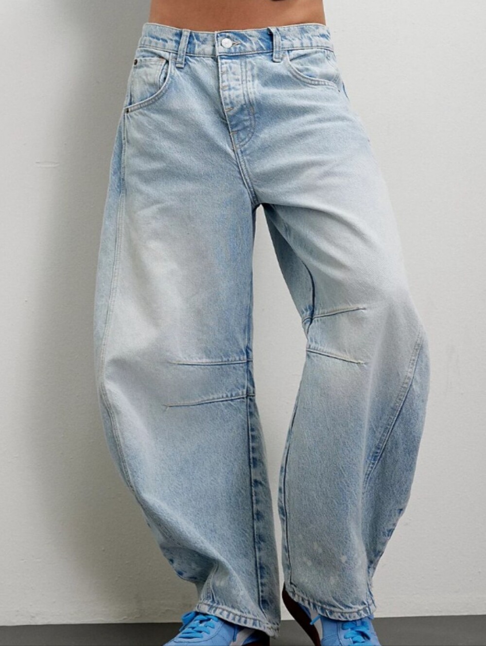We The Free Light Wash Baggy Wide-Leg Jeans